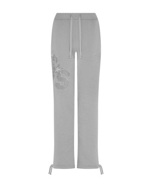 satin appliqué track pants